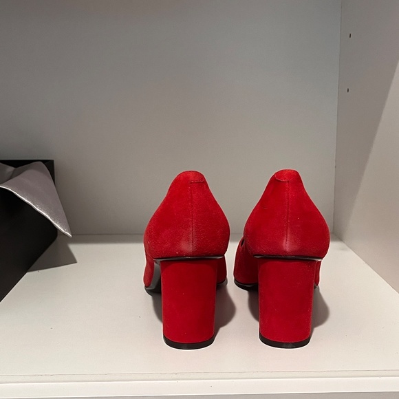 Giuseppe Zanotti Red Suede Pumps Block Heels - Picture 9 of 11